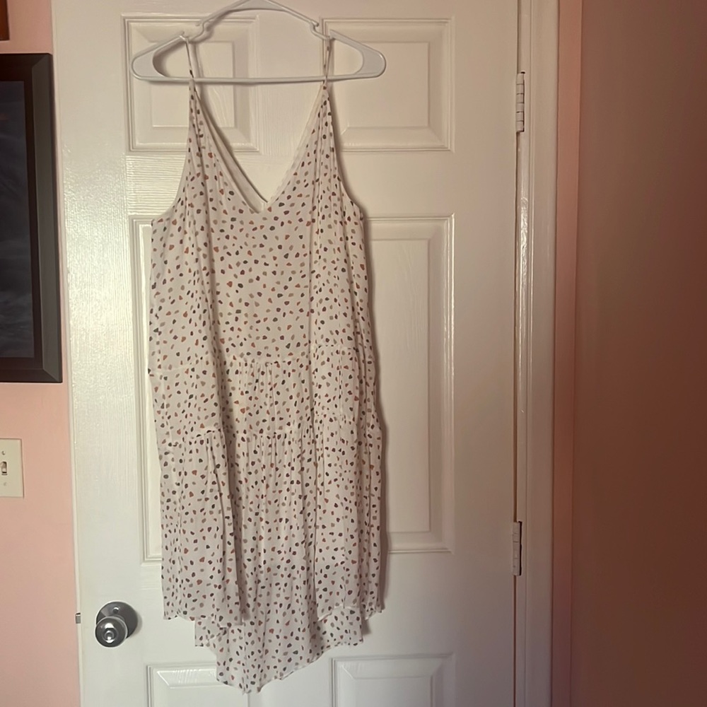 bcbg white polka dot dress